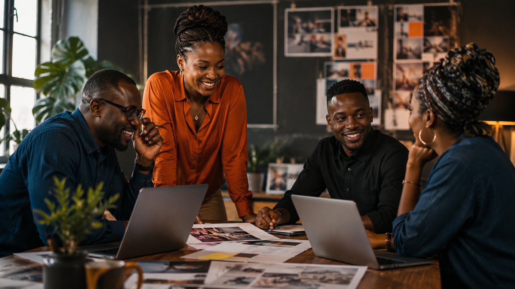 Équipe créative en collaboration autour d'un projet
