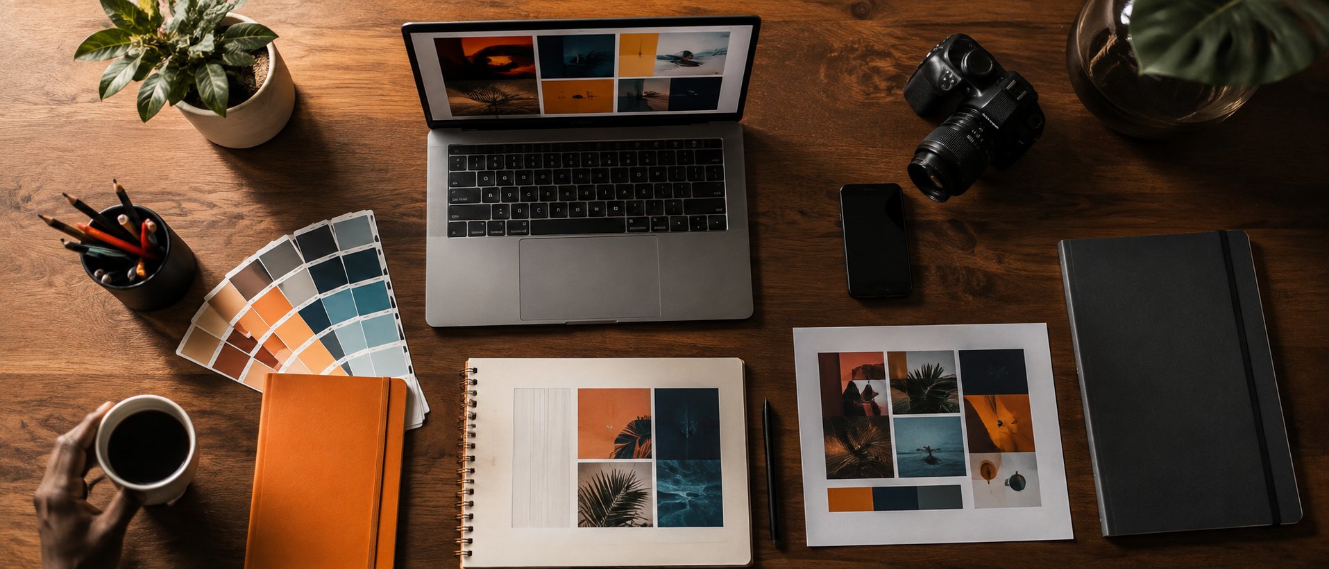 Espace de travail créatif — stratégie et création